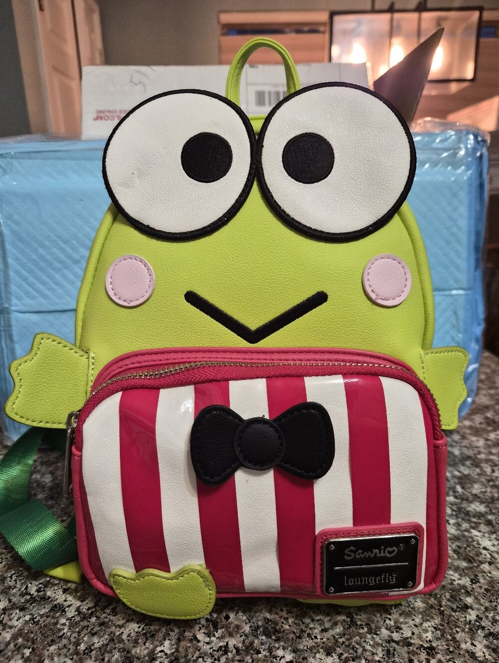 Sanrio Keroppi Mini Backpack in Lime Green & Hot Pink